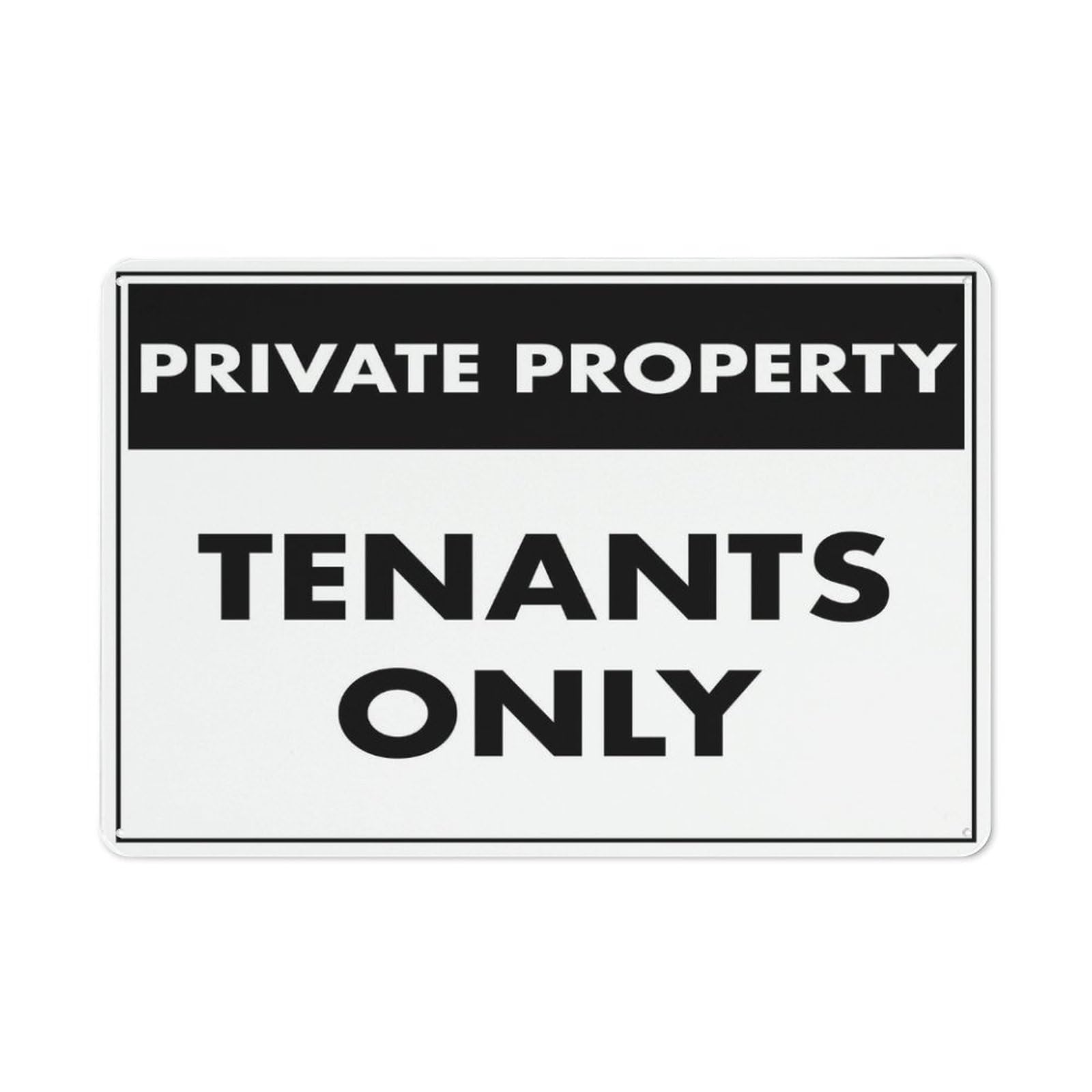 Private Property (Tenants Only) Sign, 8x12 Inch Metal Aluminum, Pre-Drilled Holes for Easy Mounting, Indoor/Outdoor Use for Fence, Door, Gate