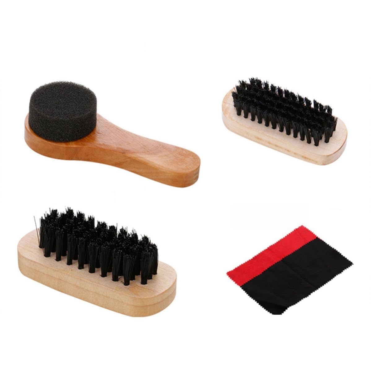 LALAFINA 9 Piezas Juego de Crema para Zapatos Juego de Betún para Zapatos Cepillo Portátil Marrón Cerdas Ángulo de Limpieza Eficaz y Botas Hombre y Mujer