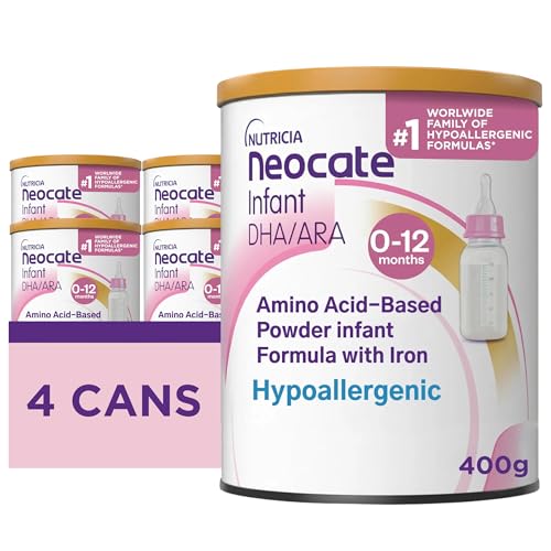 Nutricia Neocate Infant - Hypoallergenic, Amino Acid-Based Baby Formula - Well-Tolerated & Supports Normal Growth - Infant Formula with DHA, ARA & Iron - 14.1 oz can (Pack of 4)
