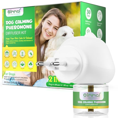 Beruhigender Hunde-Diffusor, Anti-Angst, 2 in 1 EU-Stecker, wiederaufladbares Pheromon, 30 Tage Duftspender für 48 ml Füllung, Komfort, entspannend