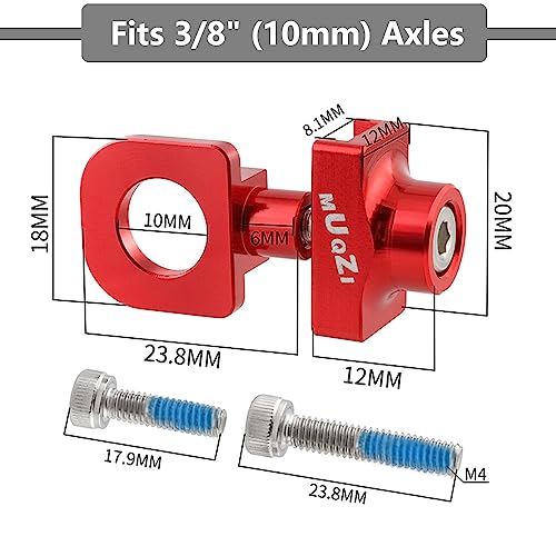 Saipor 2pcs Bicycle Chain Tensioner Adjuster Aluminum Alloy Chain Fastener for BMX Fixie Bike Single Speed Bicycle Red - Image 4