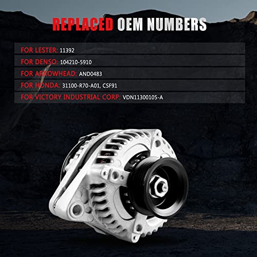 Gdsmotu 11392 And0483 Vnd0483 104210-5910 Alternator Compatible With 3.5L For 2008-2012 For A-C-C-O-R-D, 2010 For A-C-C-O-R-D Crosstour Alternator 130Amp 12V #TOP2