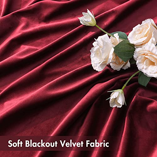 Image of MIULEE Burgundy Red Blackout Velvet Curtains Drapes 84 Inch Long 52 inchx84 inch | Luxurious Bedroom Living Room Decor, Room Darkening, Thermal Insulated, Rod Pocket Design, Super Soft Fabric