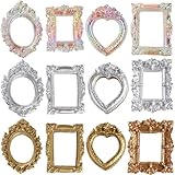 ELYIQI 12 Stück Mini Bilderrahmen Vintage, Mini Bilderrahmen klein, Retro Dekoration für Fotos und Erinnerungsstücke, DIY Bastelzubehör, Vielseitige Verwendungsmöglichkeiten