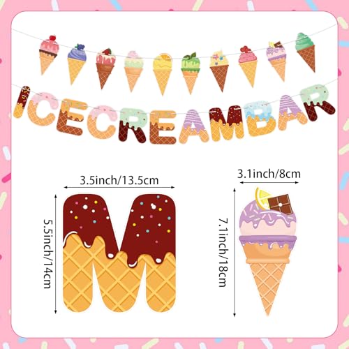 Image of Hooqict Ice Cream Party Banner Sign Ice Cream Party Garland Decorations for Kids Boys Girls Summer Sweet Themed Birthday Party Decorations Supplies