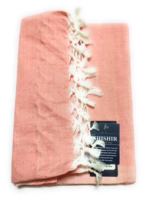 Image of SHISHIR Bhagalpuri Pure Cotton /Summer /Thin Layer /Soft Top Sheet /Odne Wali Single Layer Chadar for Home /Buses /Flight /Train (Red)