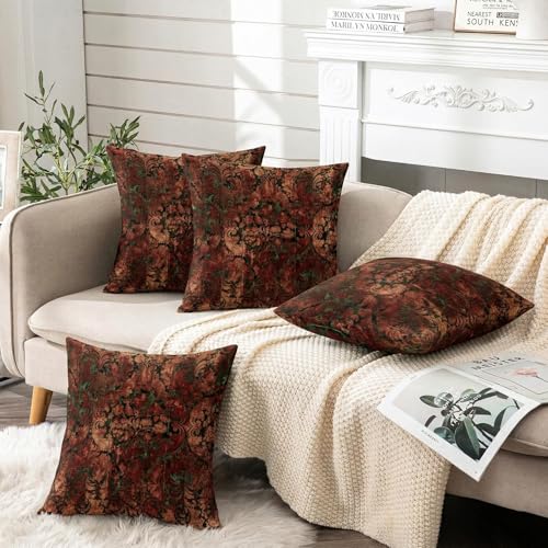Image of ishro home Premium Cushion Cover 16 inch x 16 inch | Luxury European Mosha Fabric | Love at First Sight Designs | Hidden Zipper | Machine Washable, Non- Fading | (2, Jaipuri Riwaayat, 16 x 16 Inches)