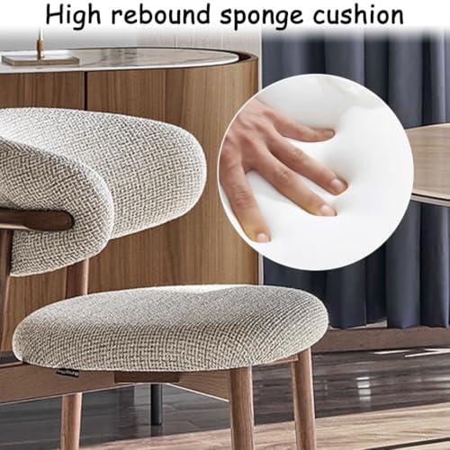 Set of 2 Upholstered Dining Chairs, Solid Wood Kitchen Chairs with Curved Backrest, Armless Living Room & Office Seating, Khaki & Black, Perfect for Restaurants & Bedrooms