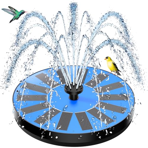 SZMP Solar Fountain Bird Bath Fountains 2026 Upgrade Glass Panel Solar Powered Water Fountain for Humingbirds with 7 Nozzle & 4 Fixer Solar Fountain Pump for Bird Bath Garden Pond Pool