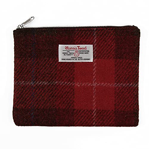 Harris Tweed Kosmetiktasche / Kulturbeutel, kariert, mit Reißverschluss, Schottenkaro, Rot Cover