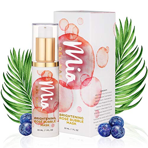 Brightening Rosé Bubble Mask - Rejuvenating Resveratrol and Potent Acai Berry Antioxidants, High Levels of Oxygen Penetrate Deep Into Tissue - Cruelty-Free (30ML/1 FL OZ)