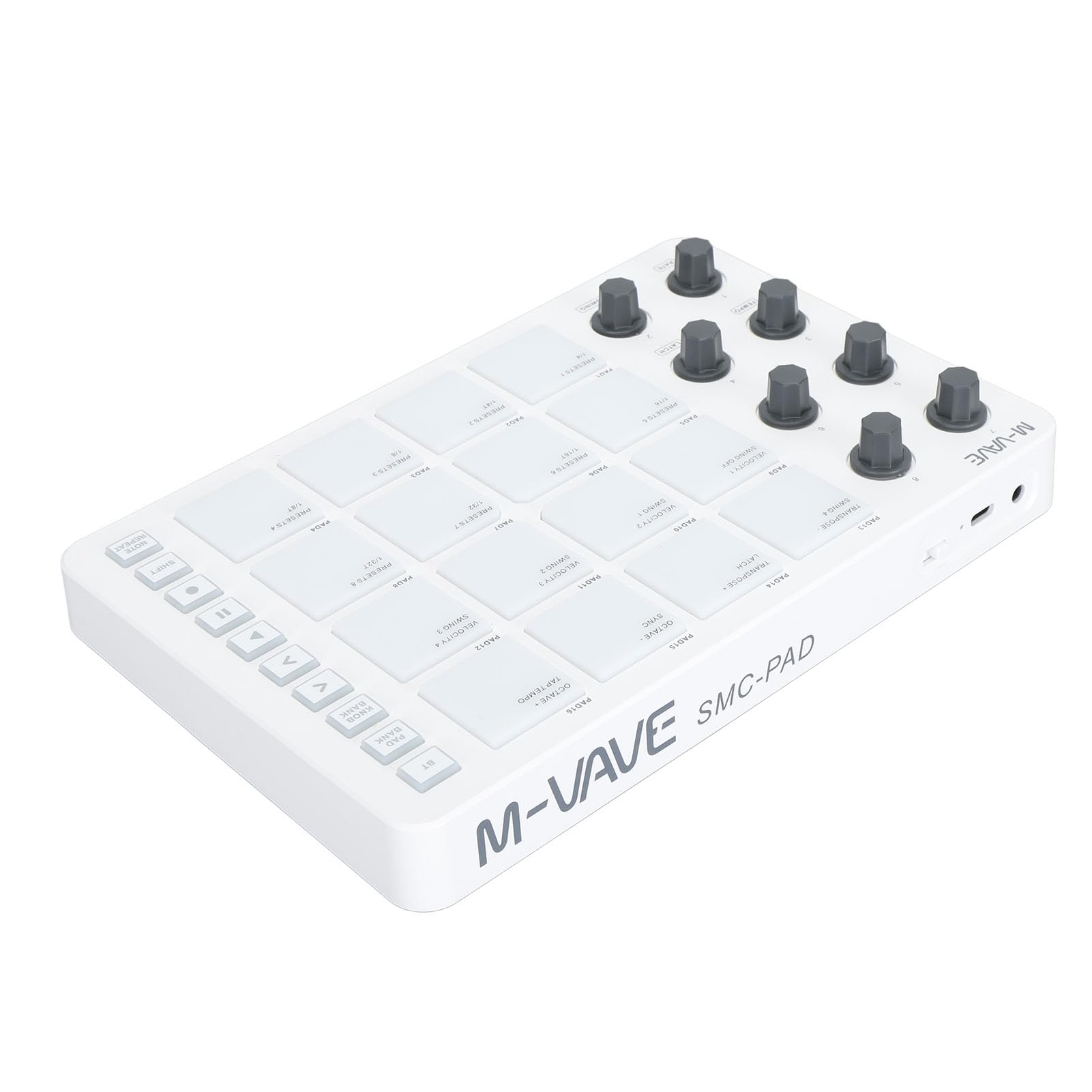 Naroote Controller MIDI Wireless Portatile, Macchina per Beat Maker USB con 16 Pad Batteria RGB e 8 Manopole Assegnabili, Pad MIDI, Ideale per la Produzione Musicale