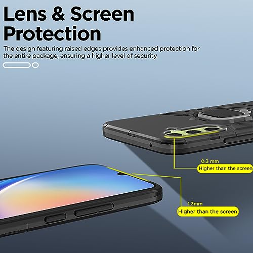 Image of Pikkme Samsung Galaxy A34 5G Back Cover | D5 Tough Armor Bumper | 360 Protection Case | Ring Holder Stand Case for Samsung Galaxy A34 5G (Black)