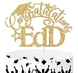 Congratulations EdD Cake Topper, Congrats Grad/Doctor of Education Cake Decor, Class of 2026 College Graduation Party Decorations Supplies, Gold Glitter