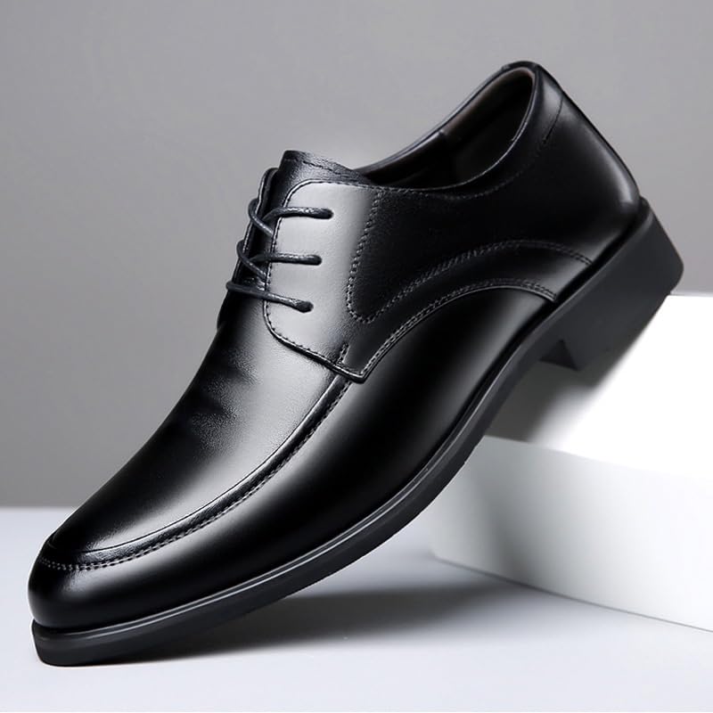 Formal Oxford Shoes for Men's Calfskin Leather Lace Up Non Slip Low Top Block Heel Anti-Slip Casual Wingtip Outdoor4
