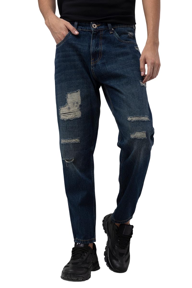 snitch Men Jeans | Baggy Fit with Distressed Design & Raw Cuffs | 100% Cotton Fabric for Streetwear & Summer Casuals-picture-23