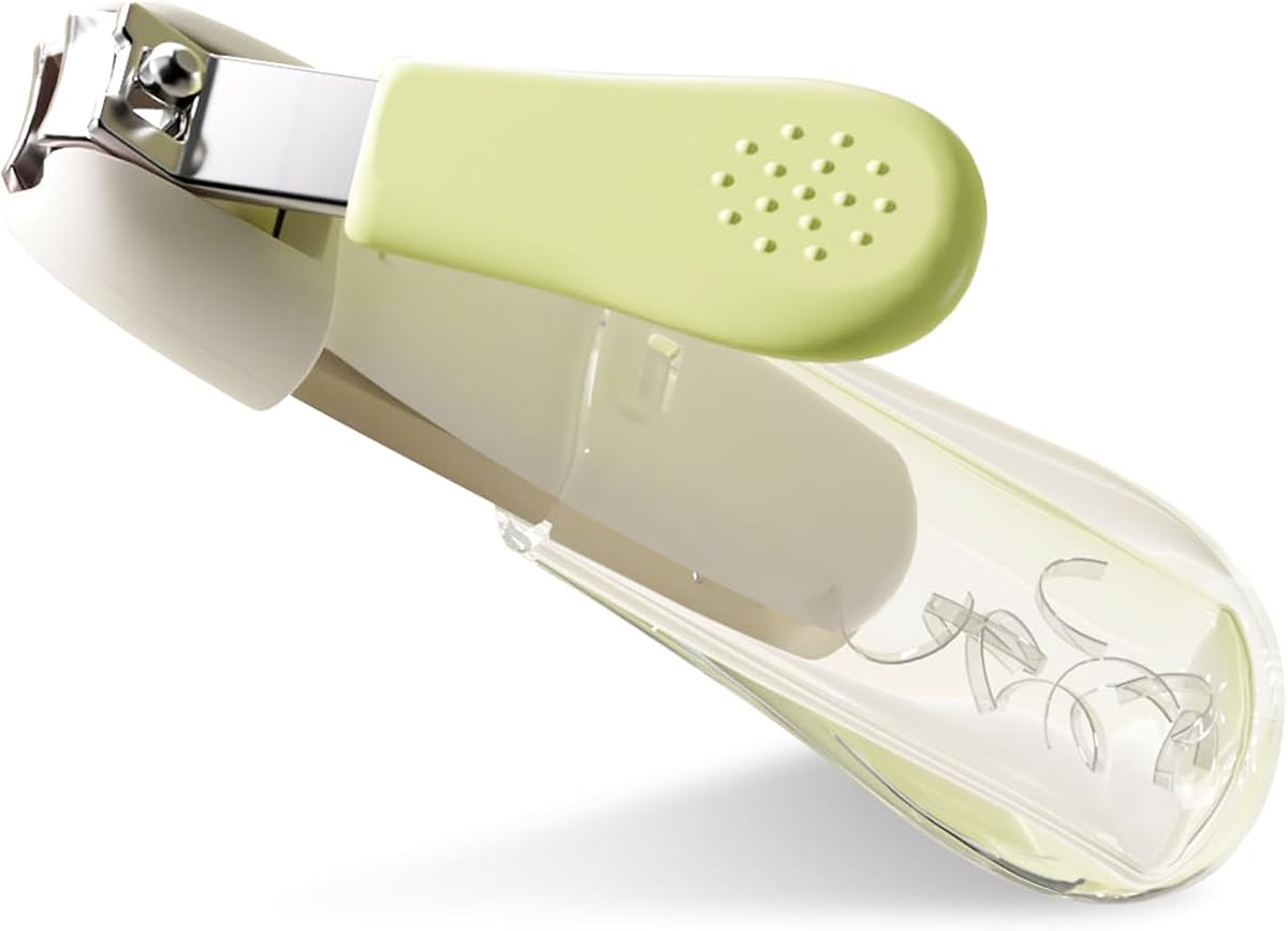 Baby Nail Clippers for Newborns, Infants & Toddlers, Curved Blade | Stainless Steel, Built-in Nail Catcher, Ergonomic Non-Slip Handle, Portable Baby Grooming Tool, Green