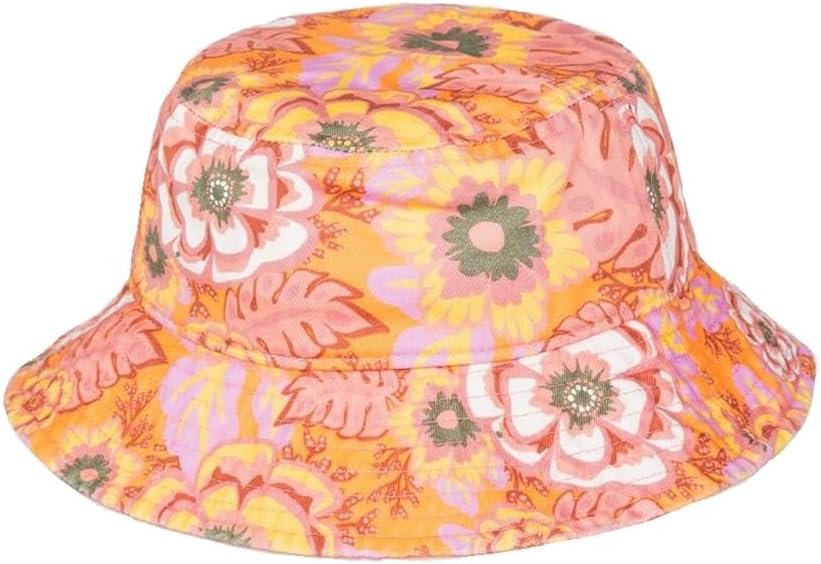 Roxy Girl's Tiny Honey Bucket Hat - Floral Print, Wide Brim, Soft Cotton, Sun Protection