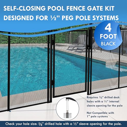 ALLSAFE 4-Ft Self-Closing Rectangular-Post Pool Fence Gate Kit, Black by ALLSAFE - Image 2