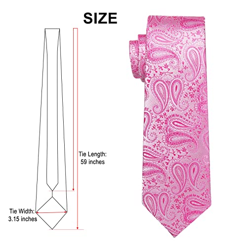 Image of DiBanGu Mens Paisley Tie Set Silk Woven Jacquard Necktie and Pocket Square Cufflinks Gift Set for Wedding Bussiness