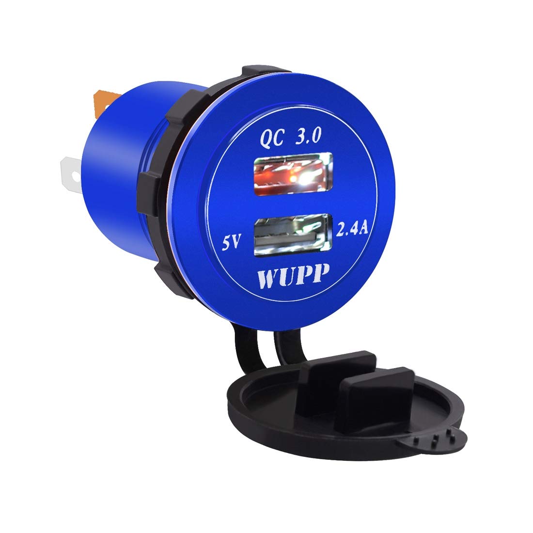 Coche Universal QC3.0 Doble Puerto USB Cargador de aleación de Aluminio de 2 Puertos USB 5V 2.4A Adaptador IP66 Jugador FreeLeben (Color : White Light)