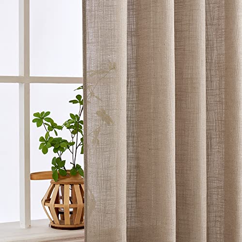 Taupe Linen 84 Curtains 2 Panels for Bedroom and Living Room - Modern Farmhouse Decor