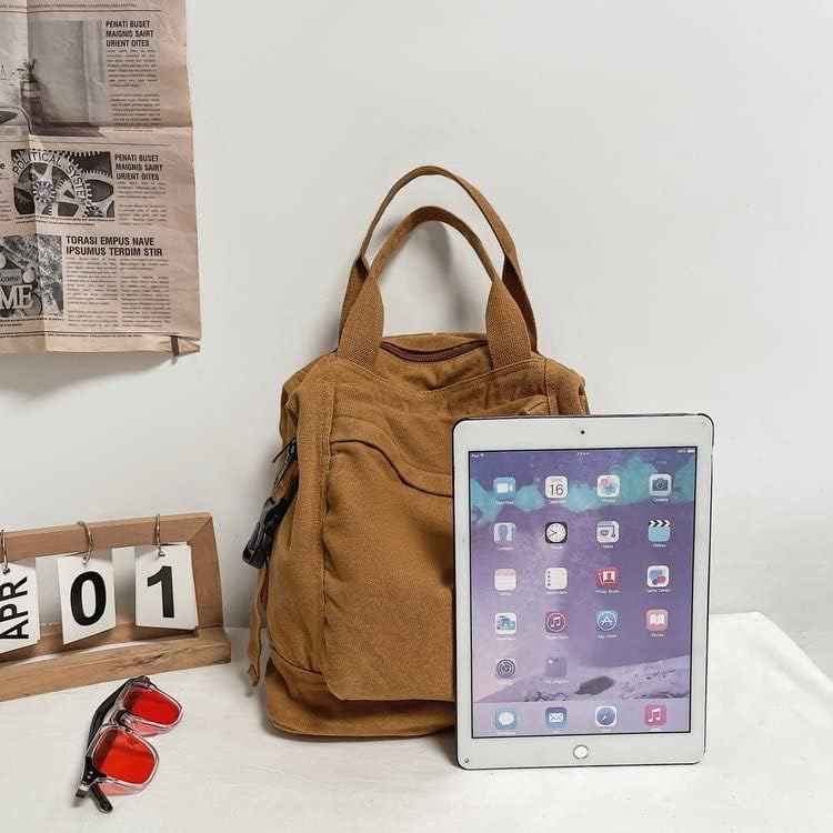 Sumleno Small Boho Canvas Backpack for Women Vintage Style Outdoor Travel Bag Casual Daypack Grunge Aesthetic Hippie Y2K Backpack (Green,One Size) - Image 6