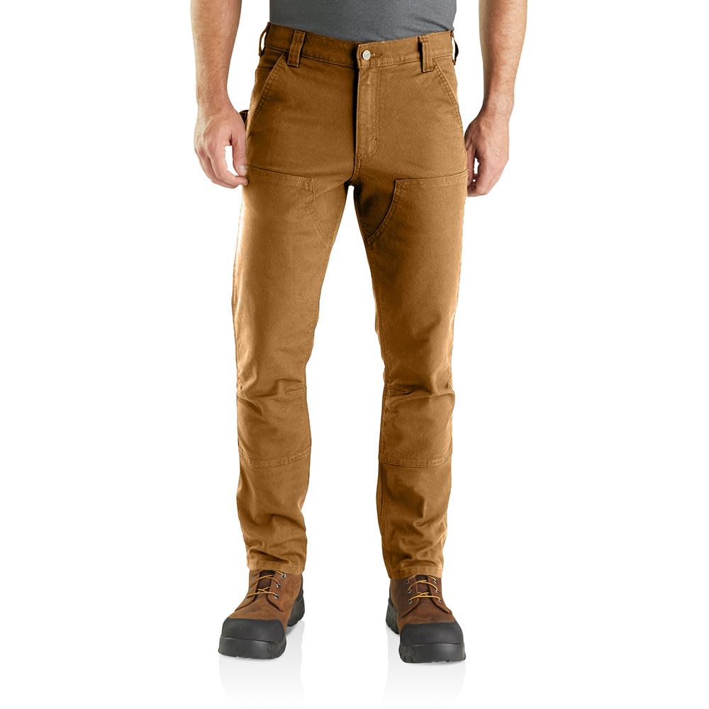 Carhartt Men's Brown 103340 Rugged Flex Straight Fit Duck Double Front Utility Work Pant