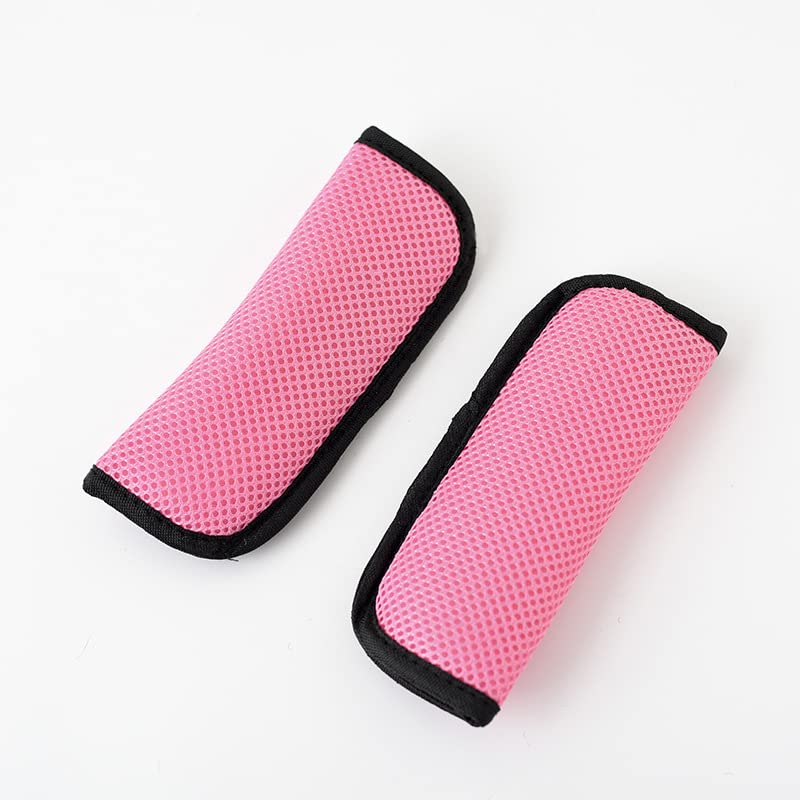Breathable Mesh Car Seat Shoulder Pads for Kids - Soft 5-Point Harness Covers, Comfortable Baby Safety Belt Pads (6.3" x 2.4") (Pink)