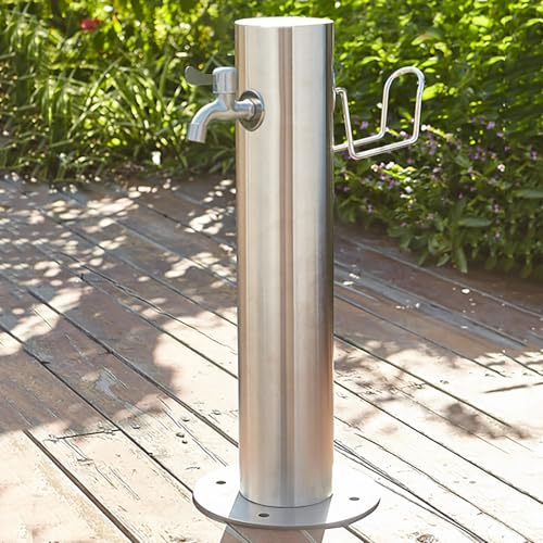 Générique Colonne d'arrosage Verticale en Acier Inoxydable 304, Robinet extérieur avec Pistolet d'arrosage et Accessoires pour Fontaine d'irrigation, 13 x 86 cm, Design argenté élégant et résistant.