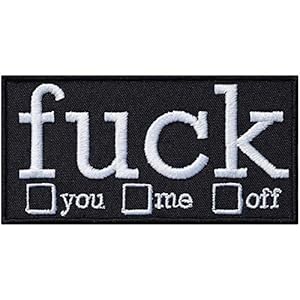 Lapjes Appliqués Grappige patch ‘FUCK you/me/off’ Biker patch om op te strijken Motivatie Strijkembleem Cadeau Applicatie voor T-shirt/Jas/Tas – 90x45mm