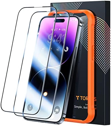 TORRAS iPhone 14 Pro Max Screen Protector Glass [Military SGS Certified Drop Protective] [Top German 9H+ Glass] 1:1 Full Screen Coverage iPhone 14 Pro Max Screen Protector Tempered Glass - 6.7''