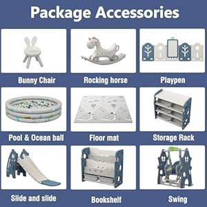 Foldable baby playpen for babies and toddlers hdpe material bpa free 673 x 807ft blue adjustable shape baby fence safety play yard with swing rocking horse ocean ball storage bookshelf etc  urban country home decor