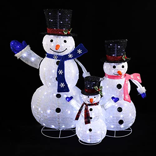 Luxenhome Lighted Christmas Decorations, 48" Set Of 3 Snowman Christmas Decor, Yard Snowman Holiday Decor, Christmas Decorations Outdoor Yard, Christmas Porch Decorations, Adornos De Navidad En Oferta #TOP4