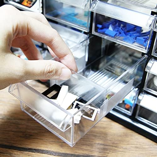 Livinbox A9-520-BK desk organizer 20 transparent drawers (with dividers), building blocks storage display, art, craft, office supplies, makeups, hair accessories, small items storage, black