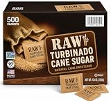 Raw Sugar Packets 500 Count, – Individually Wrapped Turbinado Cane Sugar – Perfect for Coffee...