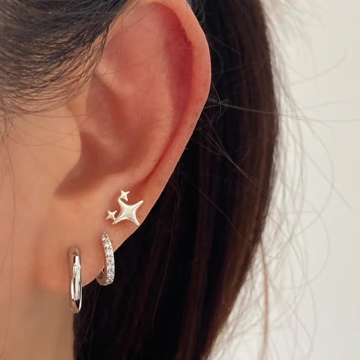 Small Gold Hoop Earrings for Women Dainty Gold Earrings, 14K Gold Plated Hypoallergenic Stud Earrings Set Cartilage Earrings for Multiple Piercing for Women