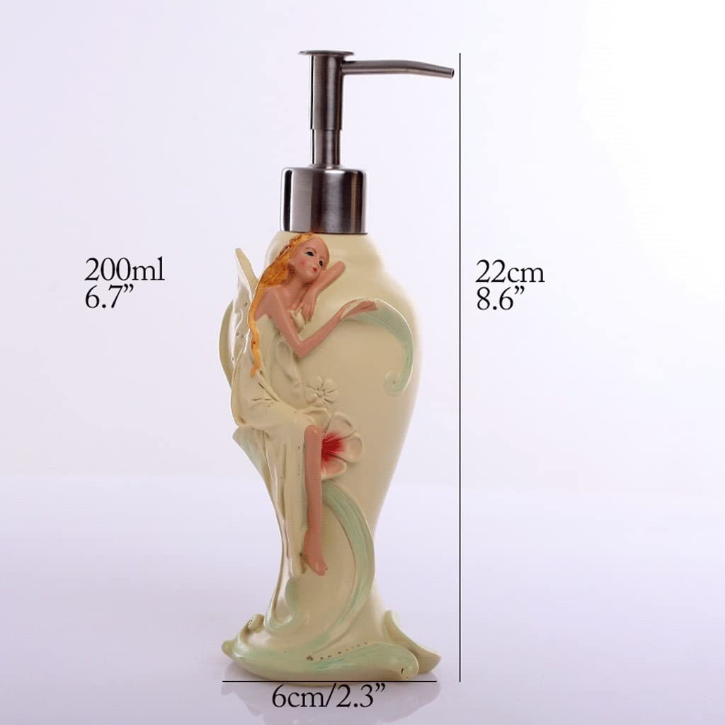 AAPIE Seifenspender aus Harz Engelsförmiges Design Flüssigseifenspender mit silberner Pumpflasche für Badezimmer Küche Arbeitsplatte 200ml/6.76oz