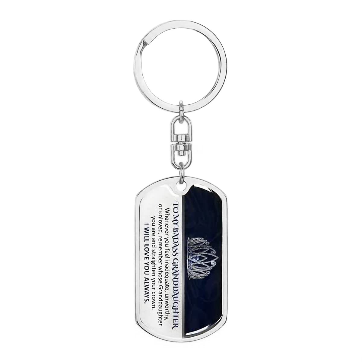 Keepsake for Granddaughter Keychain, Granddaughter Gifts from Grandma & Grandpa, To My Badass Granddaughter Keychain, Granddaughter Silver, One size