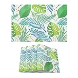 Leetaltree Leaf Placemats Set of 4 - Heat Resistant Non-Slip Place mats for Dining Table, Washable Durable PVC Vinyl Woven Table Mats