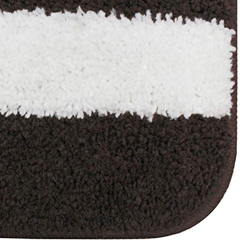 Image of Cazimo Microfiber Rectangle Shaped Anti-Skid Bath Mats | Soft & Super Absorbent Mats for Shower | Washable, Non-Slip & Quick-Drying Mats, 40x58 CM | Pack of 2 (Brown & White)
