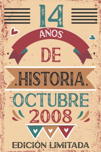 14 Años De Historia Octubre 2008: Libro de visitas, cuaderno, 110 páginas de felicitaciones, idea de regalo, regalo Para la esposa, novia, mujer, La madre