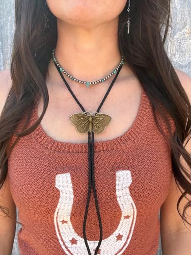 Image of Joxevyia Bolo Tie for Men Vintage Cow Skull Leather Rope Western Cowboy Necktie Vintage Bola Tie Gift for Him