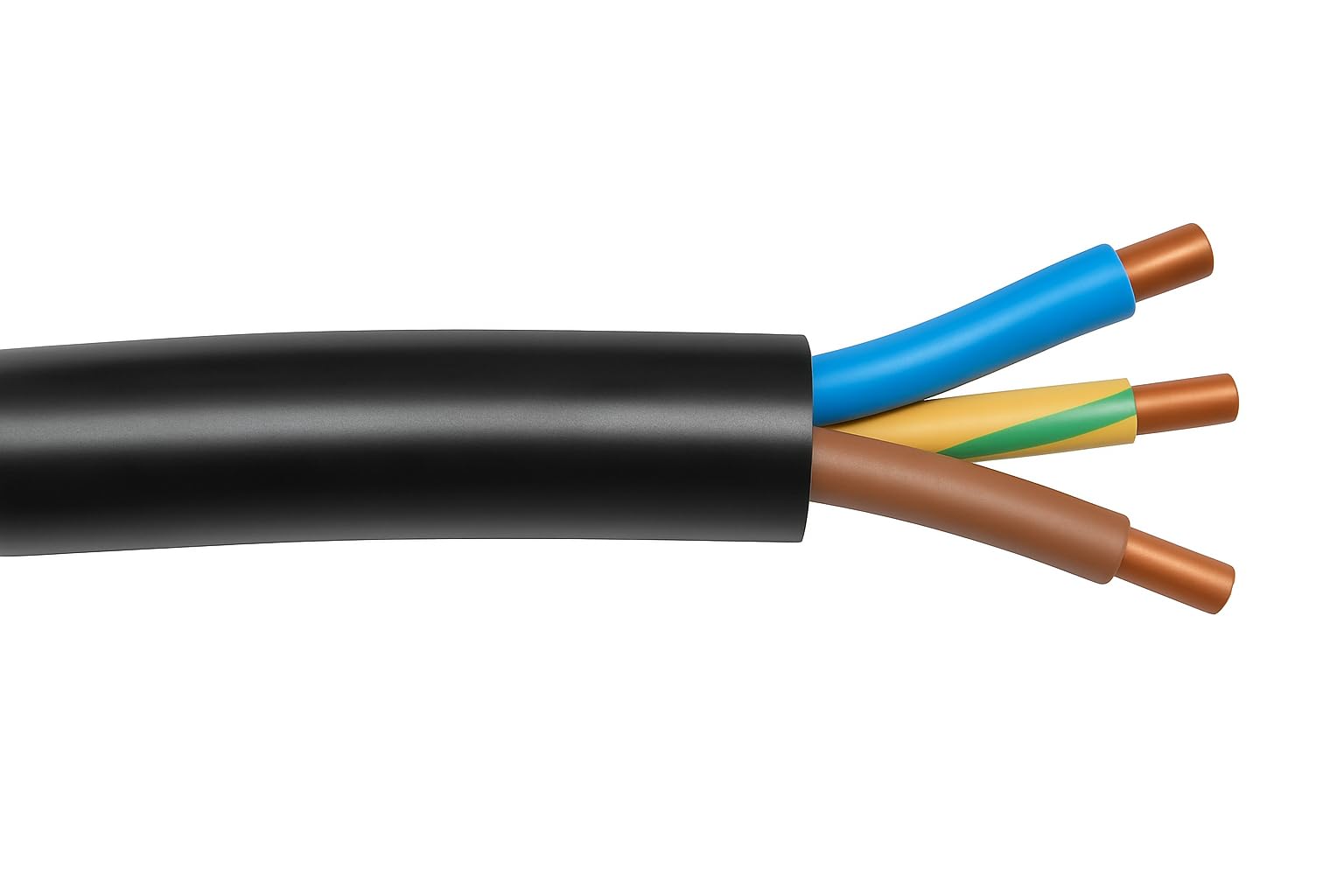 4.0mm² 3 Core Hi-Tuff NYY-J Cable – Outdoor & External Electrical Cable – Black Sheath – Cut Lengths Available (35)