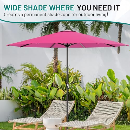 Image of AreShark 12 FT Patio Umbrella for Outdoor, Outdoor Table Umbrella with Crank, Outdoor Patio Umbrellas with 8 Sturdy Ribs, Patio Umbrellas for Market, Garden, Pool (Rose Pink)