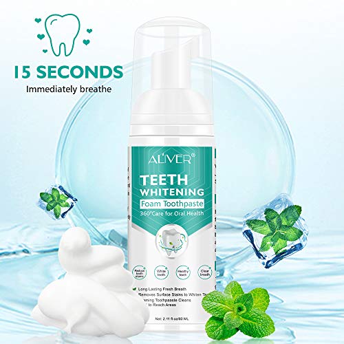 Teeth Whitening Foam,2 In 1 Whitening Toothpaste Mousse,Baking Soda Intensive Stain Removal Toothpaste Foam, Easy To Use, Oral -Care Toothpaste Replacement #TOP1
