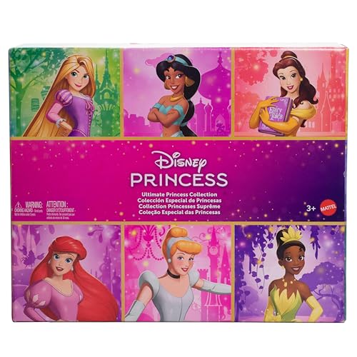 Mattel Disney Princess Ultimate Princess Collection with 13 Fashion Dolls in Sparkling Clothing & Accessories, Poseable, Inspired by Movies, JFC43