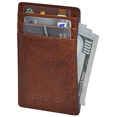 Di Cuoio Slim leather wallet credit card case sleeve with ID Window