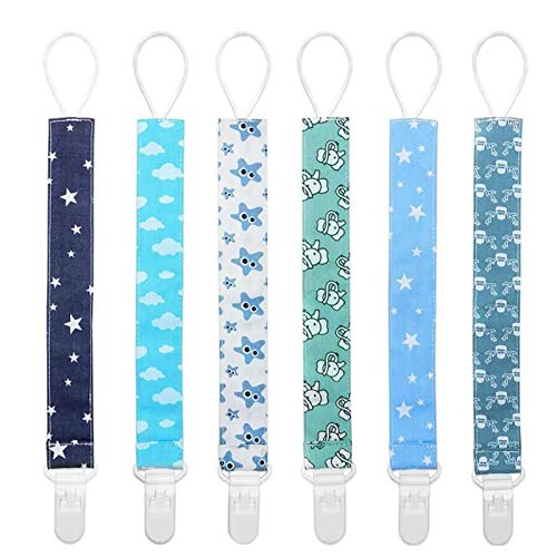 Yoofoss Pacifier Clip for Boys and Girls 6 Pack Plastic Teething Clips Modern Designs Universal Holder Leash for Pacifiers Teething Toy and Soothie