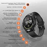 Ticwatch Pro 3 Ultra GPS Smartwatch Qualcomm SDW4100 und Mobvoi Dual Processor System Wear OS Smart Watch für Männer Blutsauerstoff IHB AFiB Erkennung Ermüdungsbewertung 3-45 Tage Batterie, Schwarz – Ansicht 2
